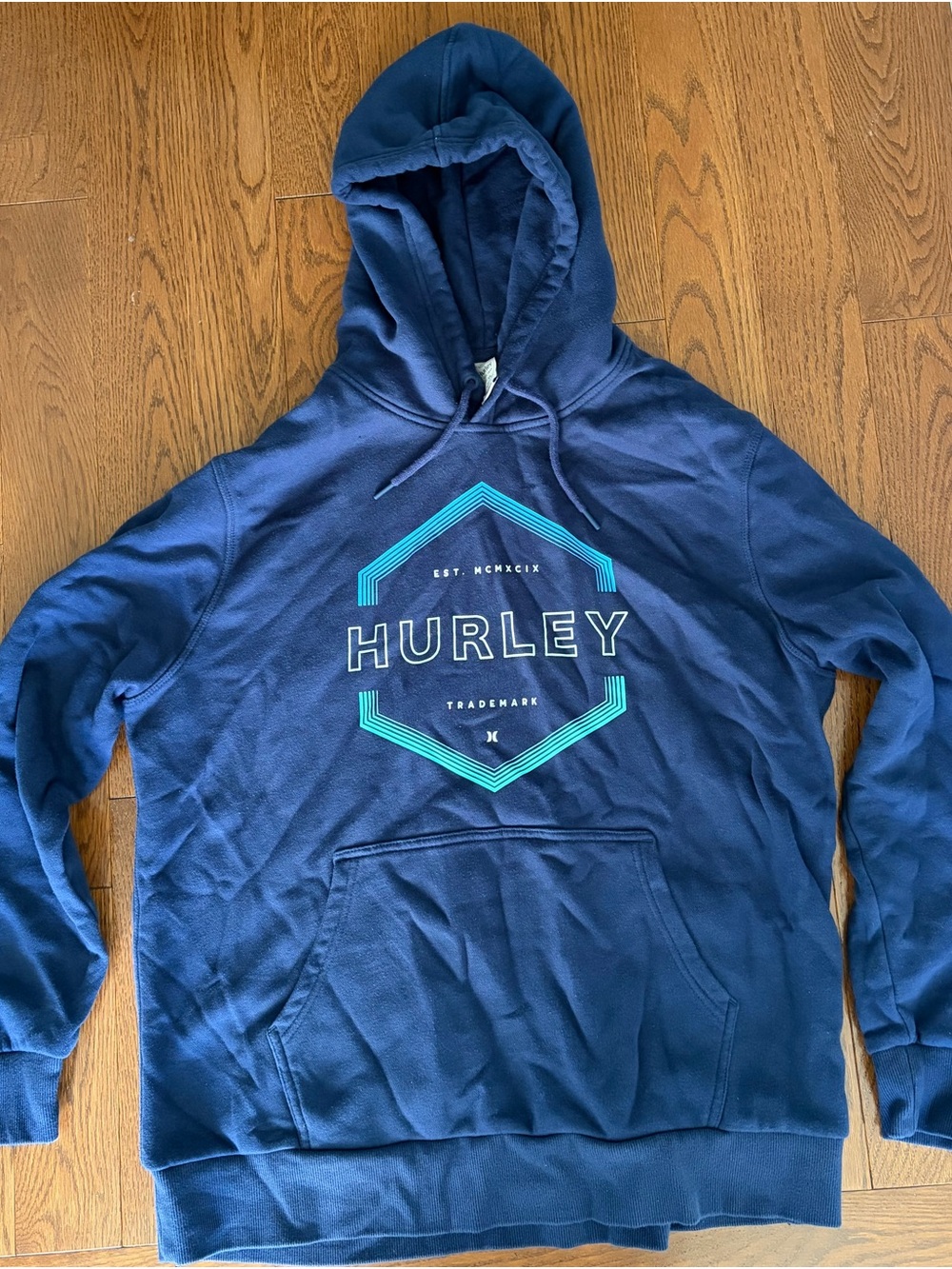 Hurley Dark Navy Hoodie with Cream Tag